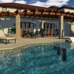 A 3 d rendering of an outdoor living area.