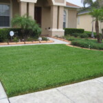 A lawn that is green and has no grass.