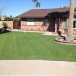 A yard with grass and trees in the background.