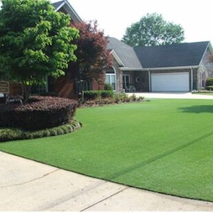 A large lawn in front of a house